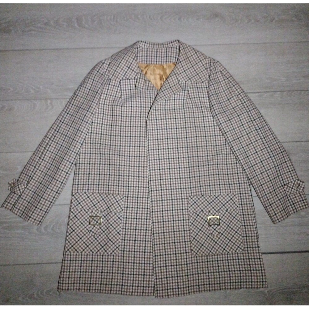 Vintage Susan Lynn Plaid Blazer - Brown Tweed Retro Jacket - Size M - Picture 9 of 12